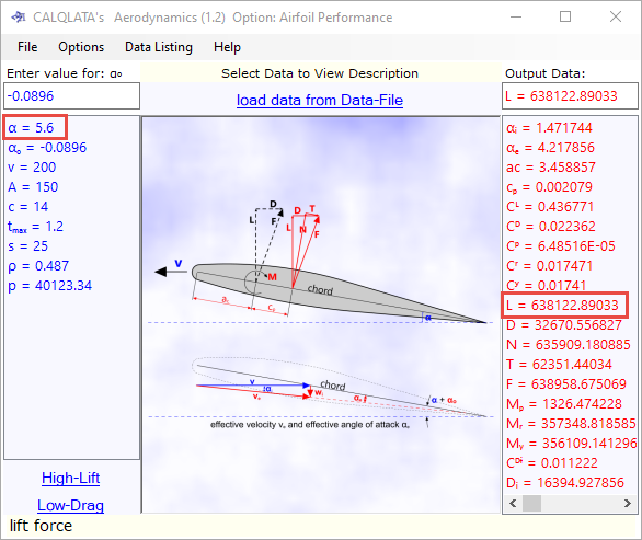 Example calculation for aircraft wing