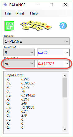 Balancing a rotary disc, calculation example using Balance