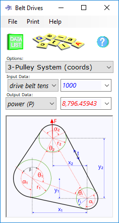 Belt drive calculator