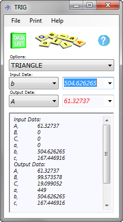 Trigonometric comparison calculation for catenary with applied point load