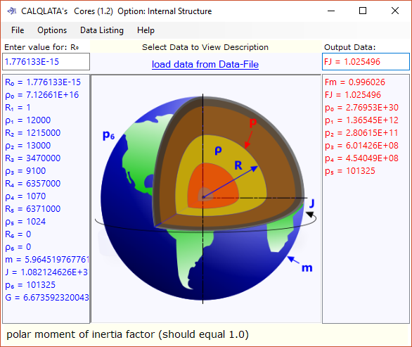 Calculator for the internal pressure of a planet