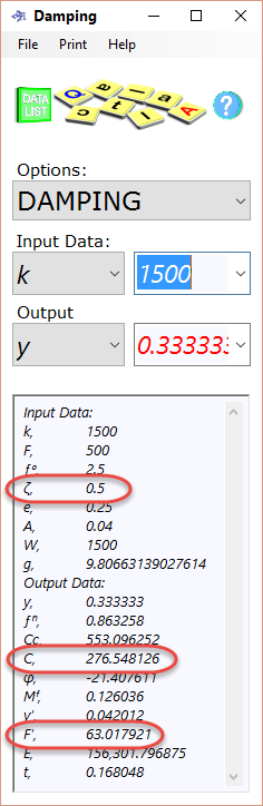 Typical damping calculation