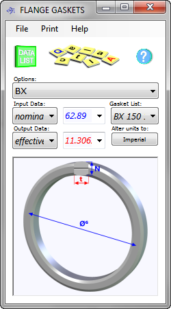 Flange gasket database and calculator