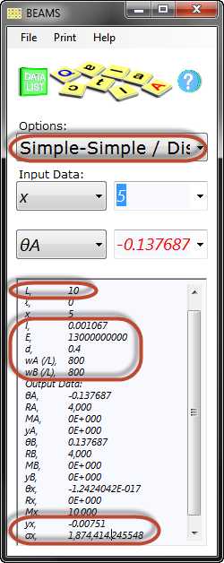 Beam strength and deflection calculation for longitudinal