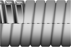 Section through an interlocking flexible tube