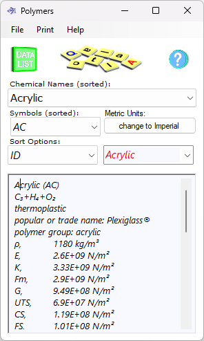 Polymer properties database