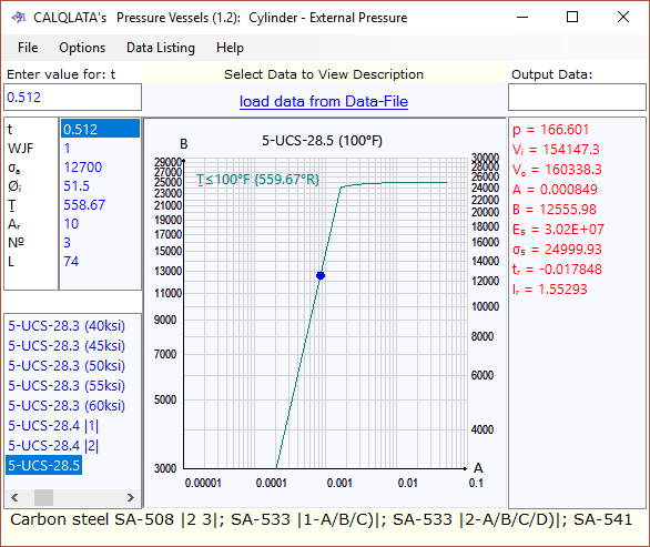 Pressure vessel calculation for external pressure