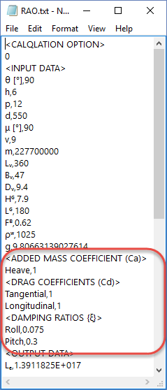 RAO data file contents