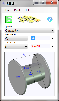 Reel capacity calculator