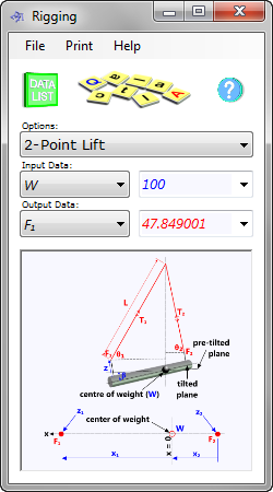 Lift rigging calculator