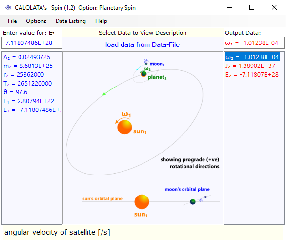 Calculator for the angular motion in satellites