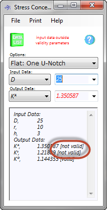 A stress concentration validity calculation