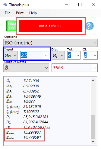 Screw thread measurement across wires