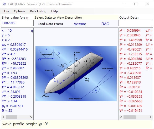 Calculator for the motions of a vessel in waves