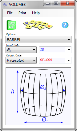 Volumes and areas calculator