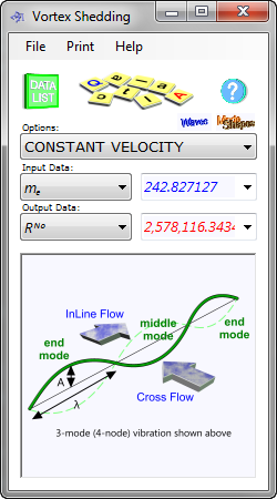 Vortex shedding calculator