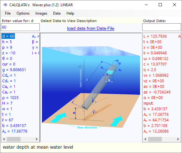 Calculator for the hydrodynamic forces on a structural member